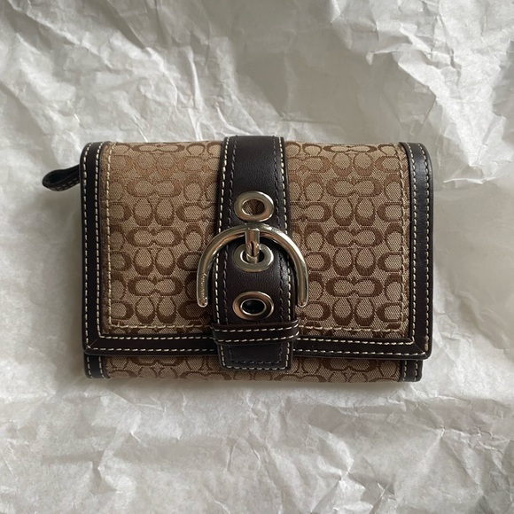 Coach Handbags - Coach signature canvas and leather buckle wallet